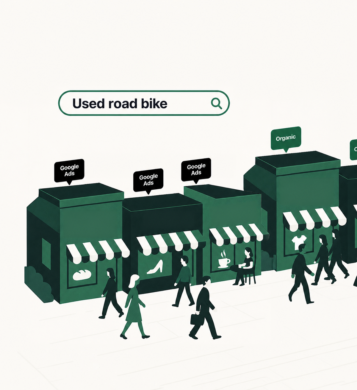 B3H Media illustration of paid ads and organic visibility in a Google search